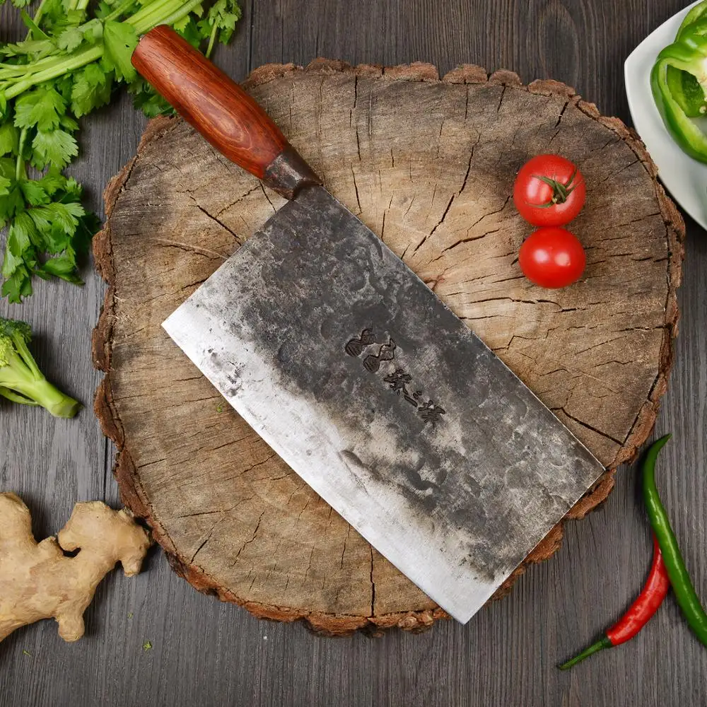ZhenSanHuan ручная кованый кухонный нож Кливер полный Tang углеродистая сталь-Кливер для мяса и овощей