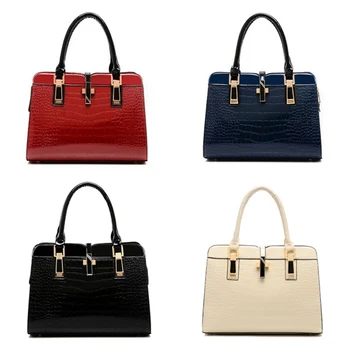

Patent Leather Crocodile Shoulder Bag