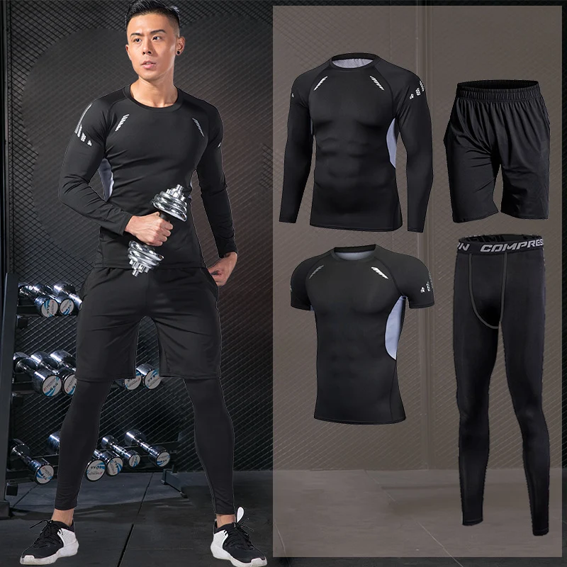 Men's Running Set Training Tracksuit Male Outdoor Sports Clothing Gym ...