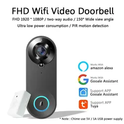 Tuya visual sem fio campainha da porta olho mágico câmera espectador olho mágico digital 1080p hd pir detecção de movimento visão noturna não soco
