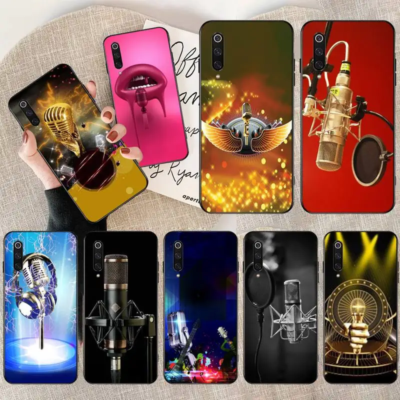 Черный мягкий резиновый чехол для телефона из ТПУ с музыкальным микрофоном PENGHUWAN