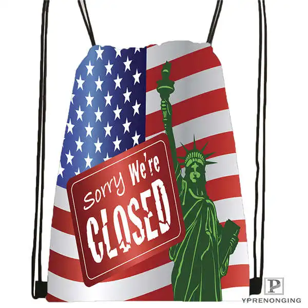 Drawstring Backpack Индивидуальная Статуя Свободы-американский флаг-походная сумка на шнурке милый рюкзак для детей(черная спинка) 31x40 см#180611-01-16 - Цвет: Drawstring Backpack
