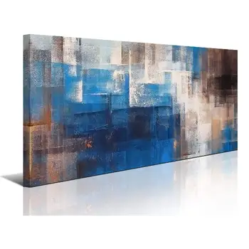

Hand painted Canvas Hand painted Decoration Home Bedroom Bathroom Office Decoration Modern Framed Artwork Blue And Gray