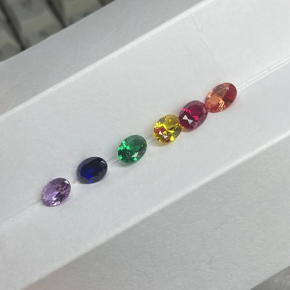 Meisidian 5A Quality 5x7mm Oval Cut Fancy Color Lab Sapphire Rainbow Gemstnoe
