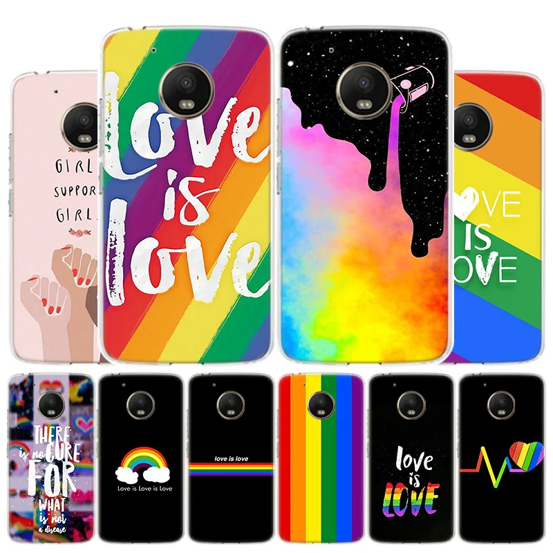 Радужный чехол Love Is ЛГБТ для телефона Motorola Moto G8 G7 G6 G5 G9 E6 E5 Plus Play Power + One Action Fusion Macro EU