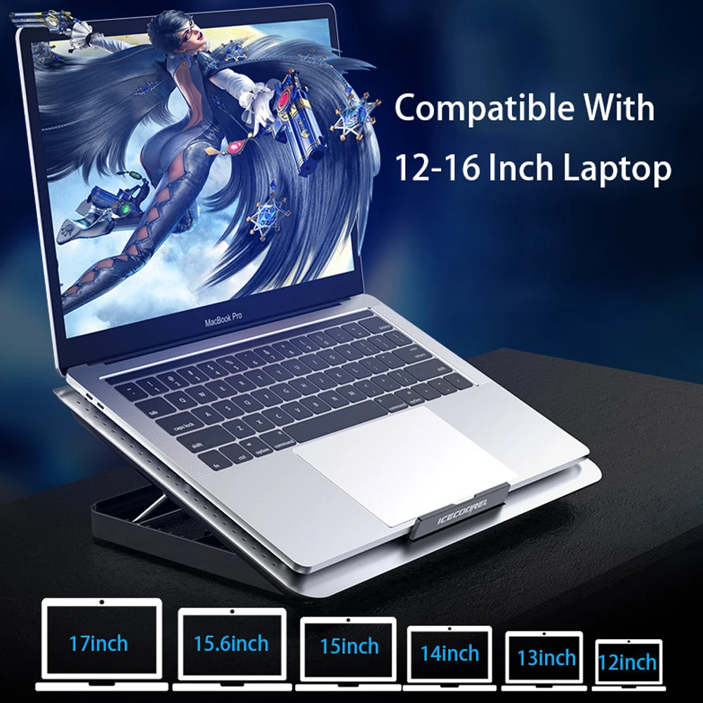 Portátil Cooler Suporte Almofada com Botão de Ajuste do Vento Níveis de Altura de Alumínio para Notebook 17 Polegadas A18 - Imagem 5