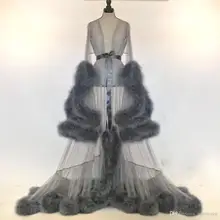 Женские зимние сексуальные пижамы из искусственного меха женский халат прозрачная ночная рубашка Красный Белый Серый халат для выпускного вечера