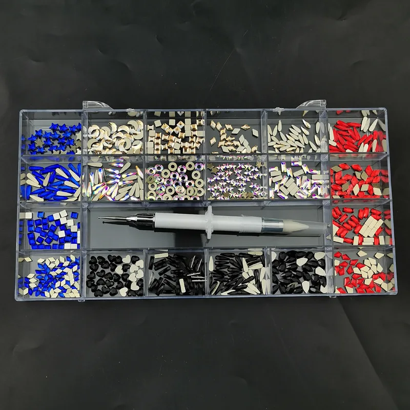 

1 Set Multi-shape Flat Back Multi-size Glass Crystal Rainbow Rhinestone Nail Art Craft Crystal 3D Decoration