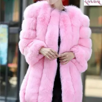 

2019 Women Winter Faux Fur Coat Thicken Outerwear Colorful Jacket Luxury Ladies Fur Coat S-4XL