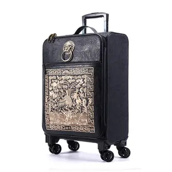 

New chinese style travel luggage bag women 20 inch trolley luggage trolley luxury brand travel suitcase