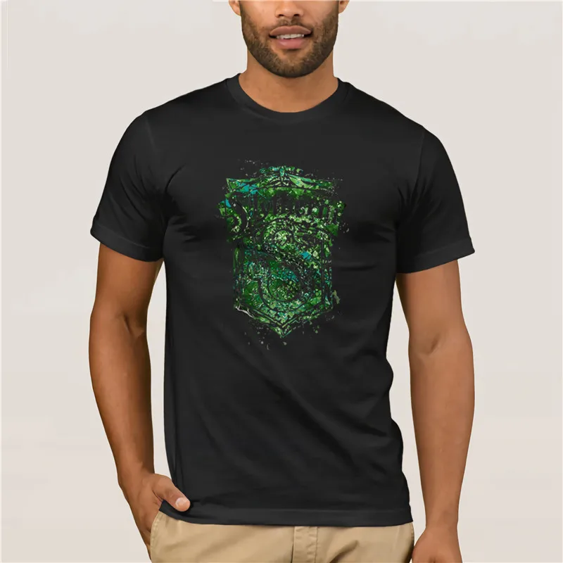tshirt men Slytherin-Crest-Poster_-Harry-Potter-house 100% Cotton Fashion Printed men's T-Shirt Short Sleeve | Мужская одежда
