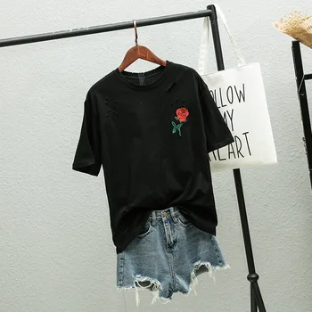 

Neck Short Sleeve Summer Floral mama Gray bear t Shirt Casual Female Tee Ladies