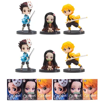 6つで１セット！鬼滅の刃ミニフィギュア 6pcs/set Demon Slayer Kimetsu no Yaiba Figure Q ver. Giyuu Inosuke Tanjirou Nezuko Zenitsu Figurine anime Action figure 5-7cm 11