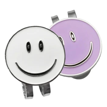 

2 Sets of Cute Smile Face Golf Ball Markers with Magnetic Golf Hat Clip (White + Purple)