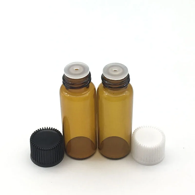 10pcs 5ml Mini Small Amber Glass Bottle With Orifice Reducer And Cap