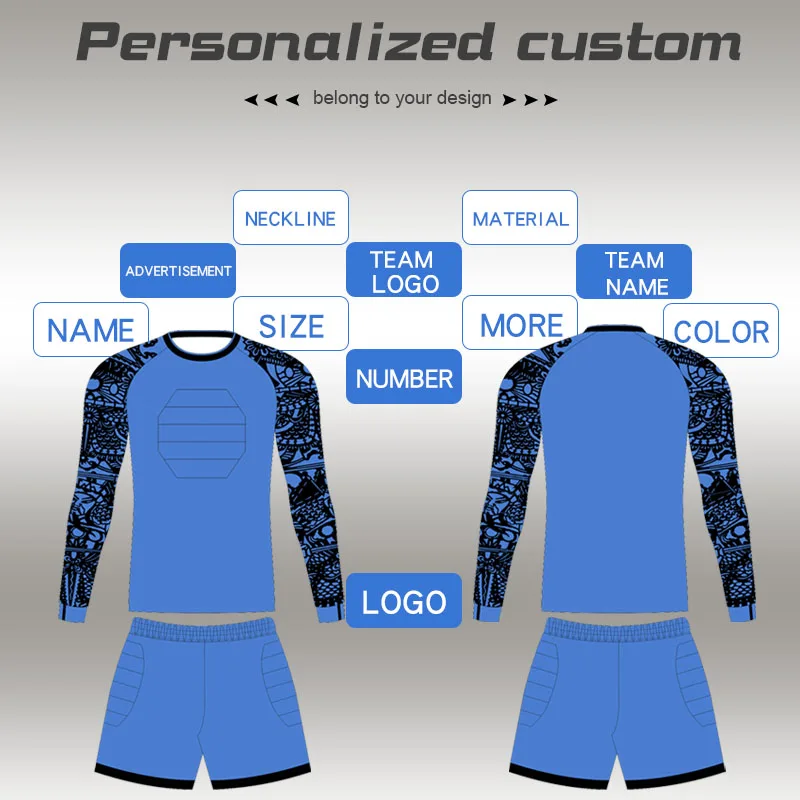 ODM custom long sleeve goalkeeper jersey Soccer Goalkeeper Training Jerseys - Цвет: can be customized