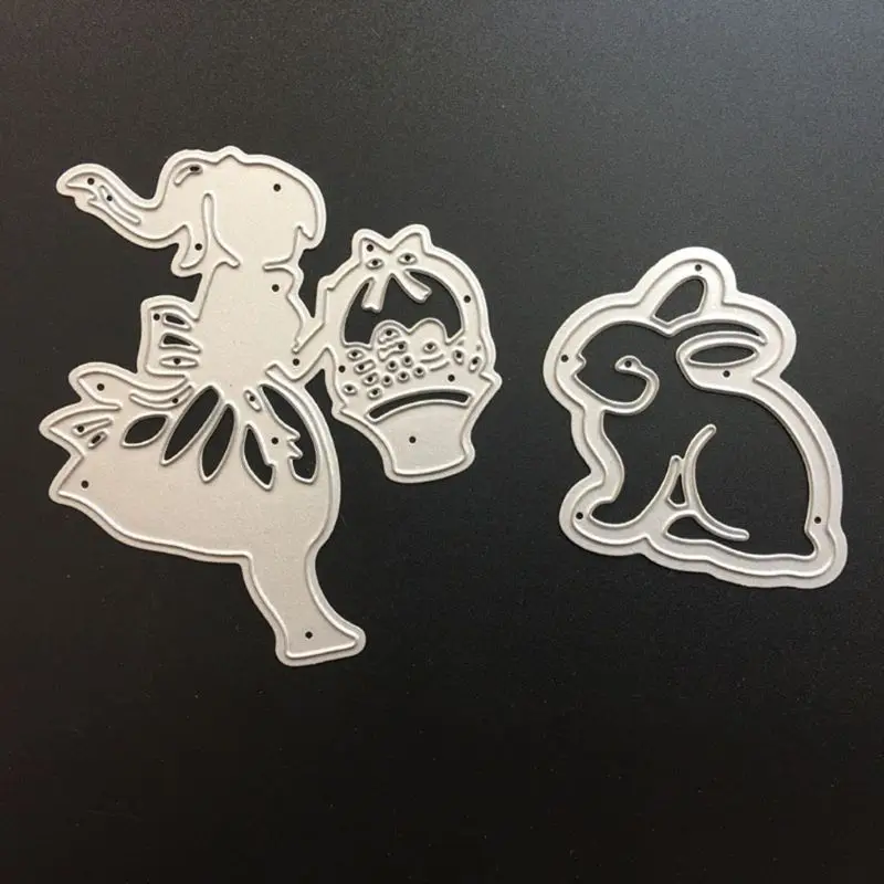 

Rabbit Girl Metal Cutting Dies Stencil Scrapbooking DIY Album Stamp Paper Card DXAF