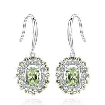

Allakalo Olive Green Topaz Real 100% 925 Sterling Silver Drop Earrings For Women Gift Vintage Fashion Wedding Fine Jewelry AE012