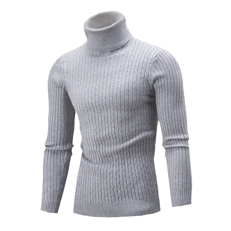 

2019 Spring And Autumn Foreign Trade New Style Men High Collar Sweater Solid Color Slim Fit Sweater Men's Base Shirt a Generatio