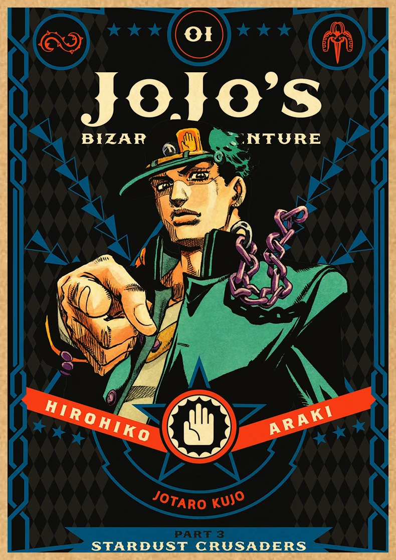 JoJo Bizarre Adventure Poster Decor Anime Poster Wall Decor Home Pictur Painting Vintage Kraft Paper 4K HD Printing