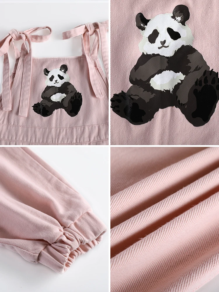 Летний японский женский милый комбинезон Kawaii Panda с животным принтом для девочек