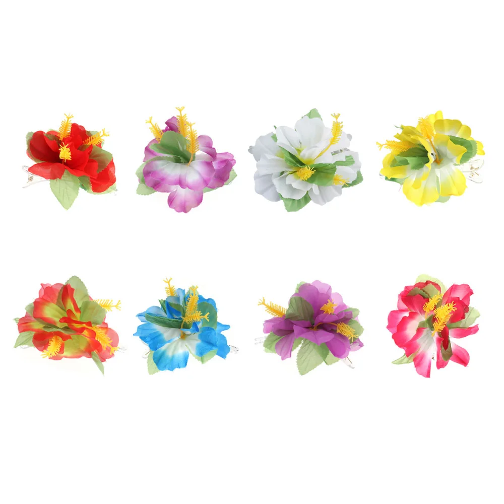 8Pcs Hawaiian Flowers Hair Hairclip Flower Party Hairpin Hibiscus Accessories Barrette Clips Tropical Wedding Beach Bridal 8pcs exquisite flowers letter pads kawaii floral leter paper for envelopes message note writing paper korean stationery office