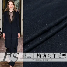 Тибетская синяя звезда точка камвольная шерстяная ткань Осенняя женская одежда высококачественный костюм куртка наряд ткань