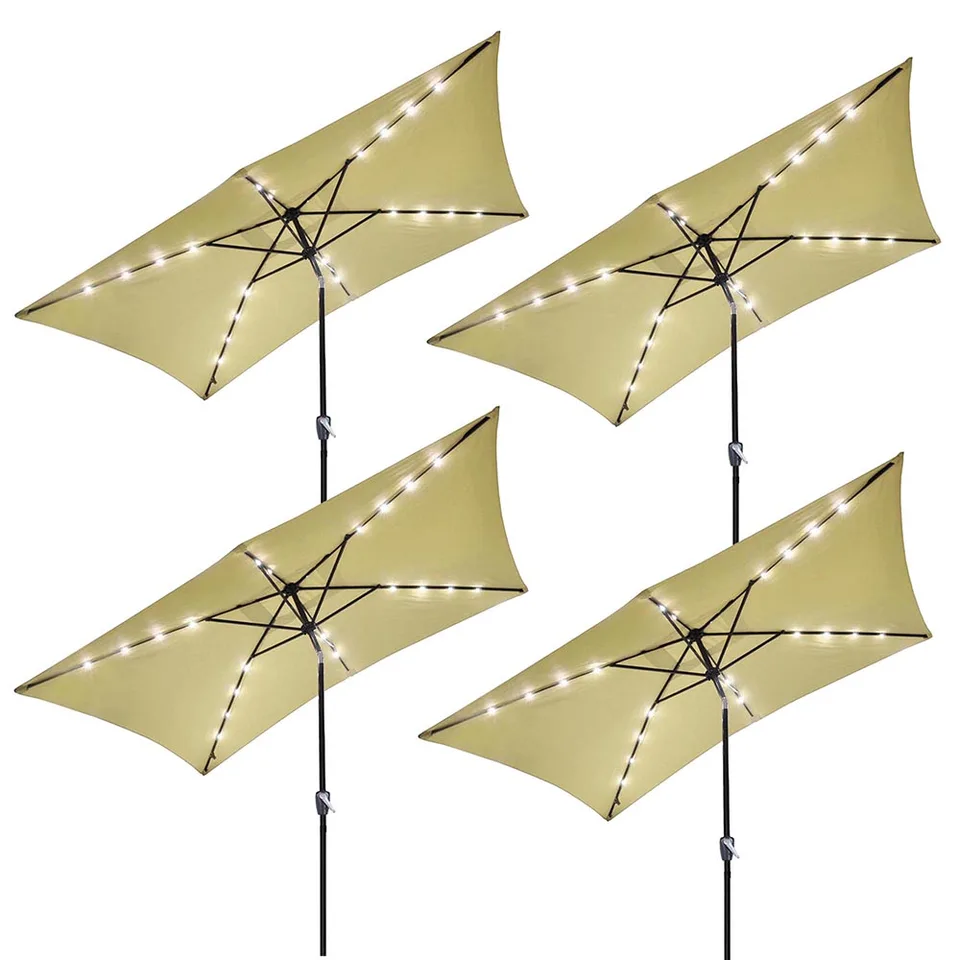 Yestarry 10 X 6 5 Rectangle Aluminum Solar Outdoor Crank Tilt Patio Umbrella W 20 Leds Poolside Garden Pack Of 4 Aliexpress