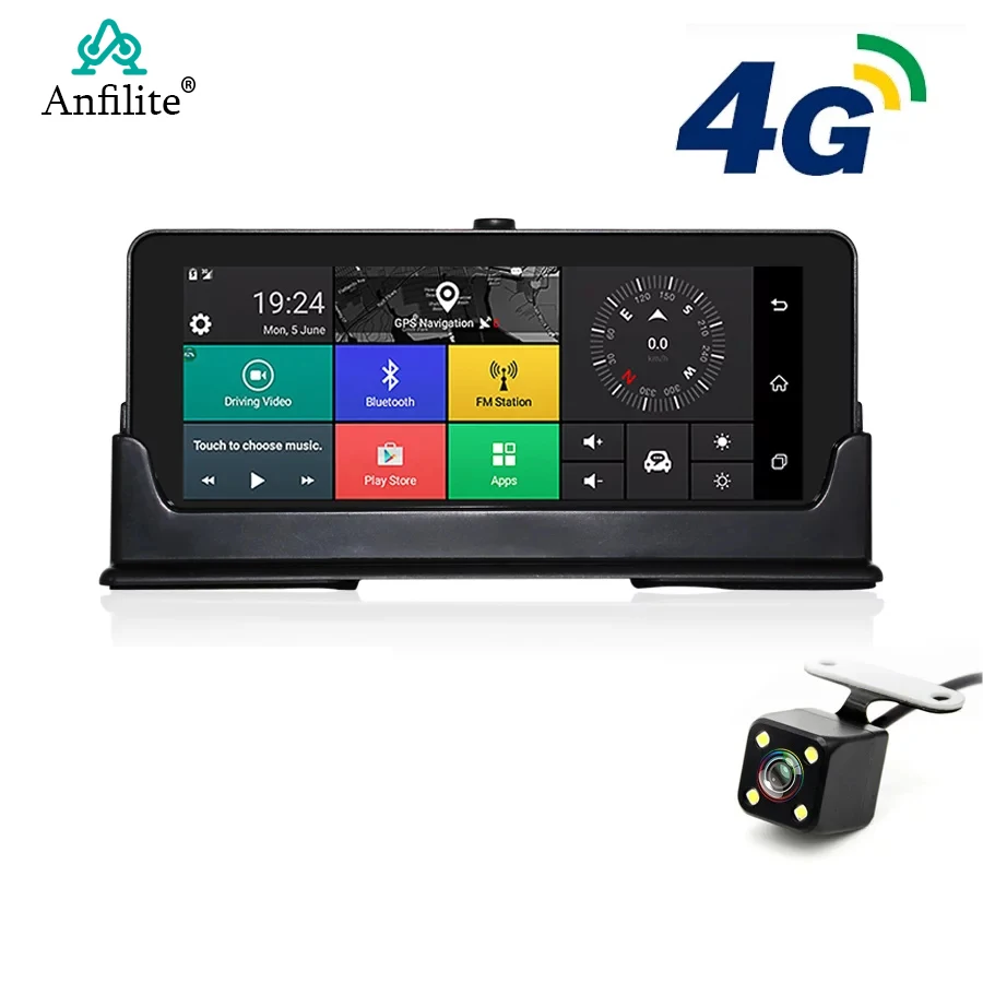 Автомобильный видеорегистратор Anfilite 4G с GPS навигацией 6 86 дюймов Android 5 1 Bluetooth ROM 16