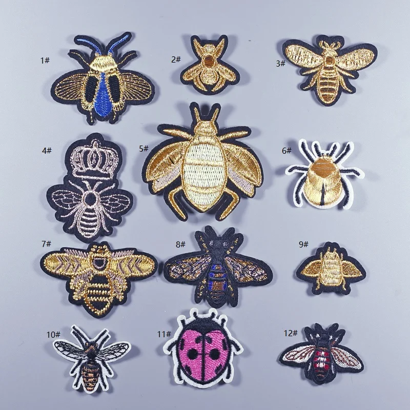 gold Grasshopper Iron On Embroidered Patches For Clothes Cartoon Badge patch Garment Appliques DIY Accessory | Дом и сад