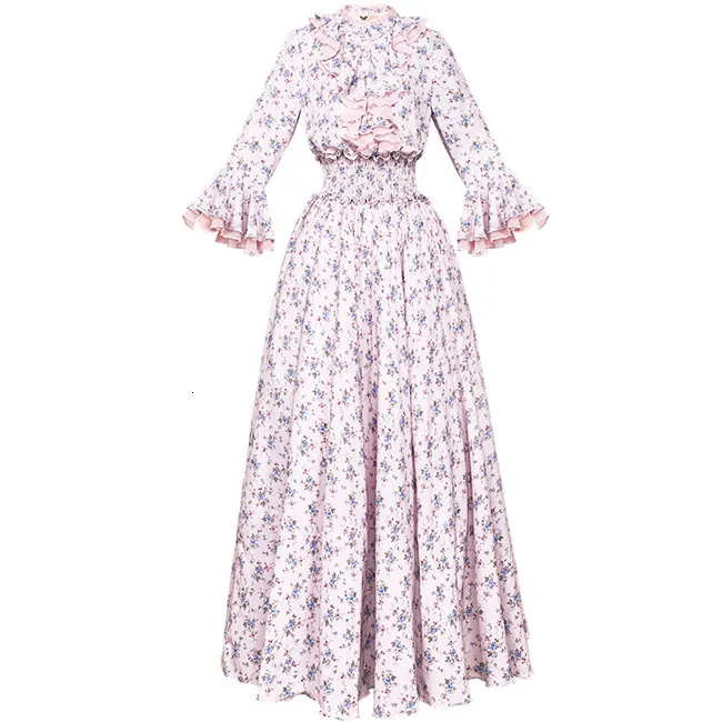 Элегантные весенние туфли с ремешками Для женщин розовый Maxi Dress Vestidos verano modis из шифона с цветочным рисунком богемные Длинные платья Винтаж Femme sukienki damski - Color: Pink