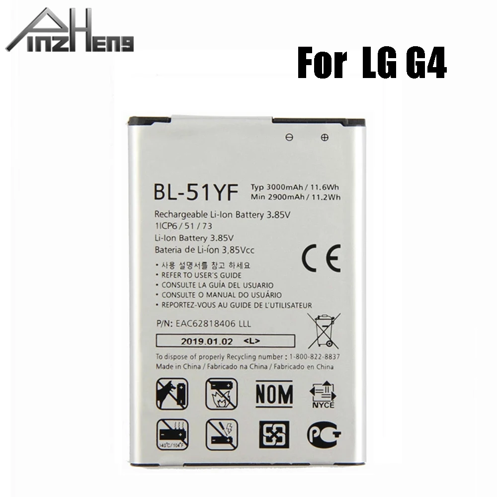 

PINZHENG Original BL-51YF 3000 mAh Phone Battery For LG G4 BL-51YF H815 H810 VS986 VS999 US991 F500 F500S F500L F500K Batteries