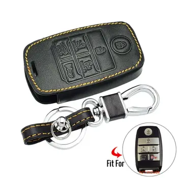 

For Kia Sedona PU Leather 6 Buttons Keyless Remote Black Fob Cover Case