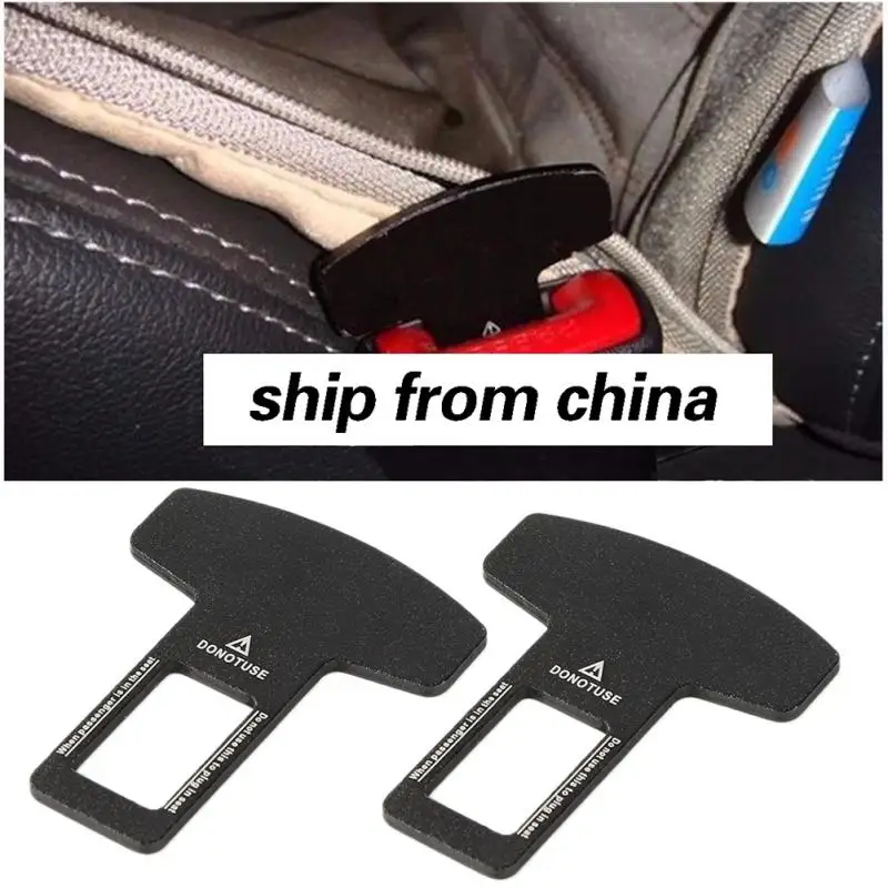 2pcs Universal Metal Car Safety Seat Belt Buckle Alarm Stopper Clip Clamp Eliminator Stop Warning Auto Parts | Автомобили и