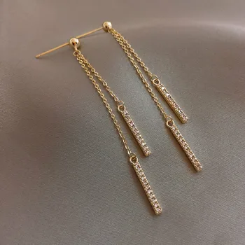 

New Korean Fashion Chain Tassel Eardrop Temperament Personality Punk Fashionable Earring Elegant Female Jewelry