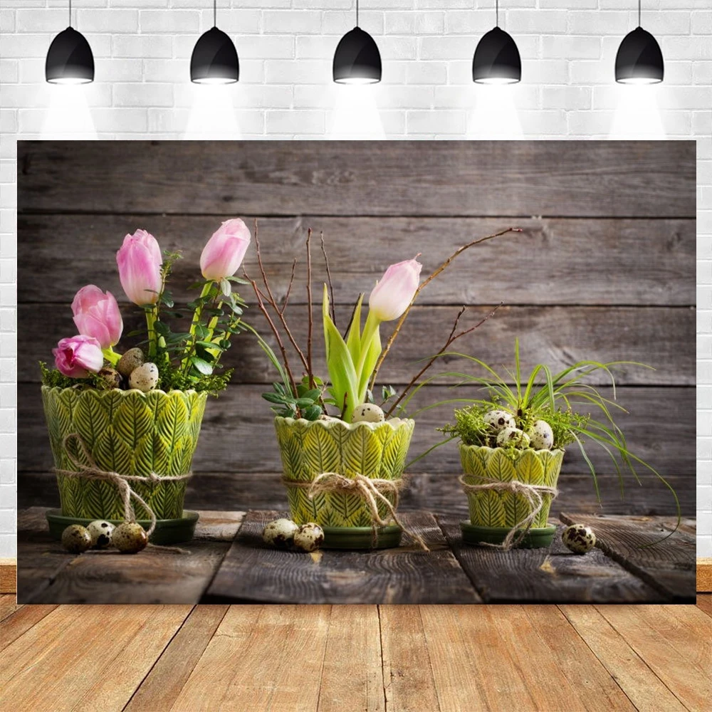 

Spring Easter Eggs Flower Vintage Wood Floor Newborn Baby Portrait Backdrop Vinyl Photography Background For Photo Studio Shoot
