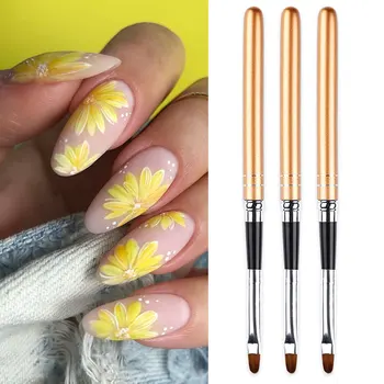 

1 PC Round Head Painting Brush Flowers Petals Patterns Painting Golden Metallic Drawing Paining Brush Nail Art Design Tool
