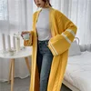 LANMREM 2022 Autumn New Long Style Cardigan For Women Loose Striped Patchwork Casual Knitted Sweater Popular Coat PC425 ► Photo 2/6