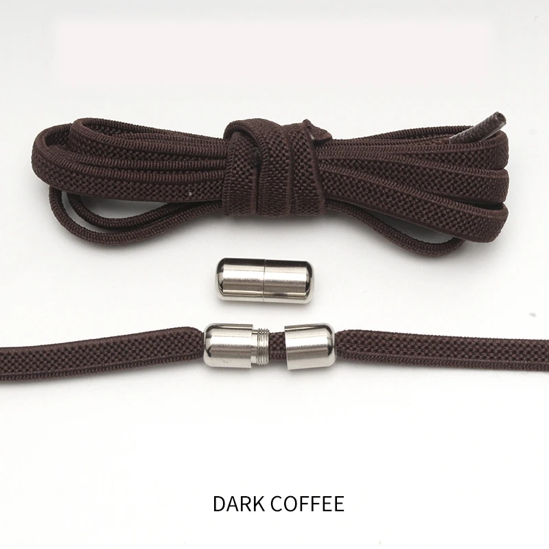 Dark coffee 1 пара новых плоских эластичных шнурков с фиксацией шнурков без завязок специальные креативные кроссовки унисекс для детей и взрослых шнурки - Цвет: Dark coffee