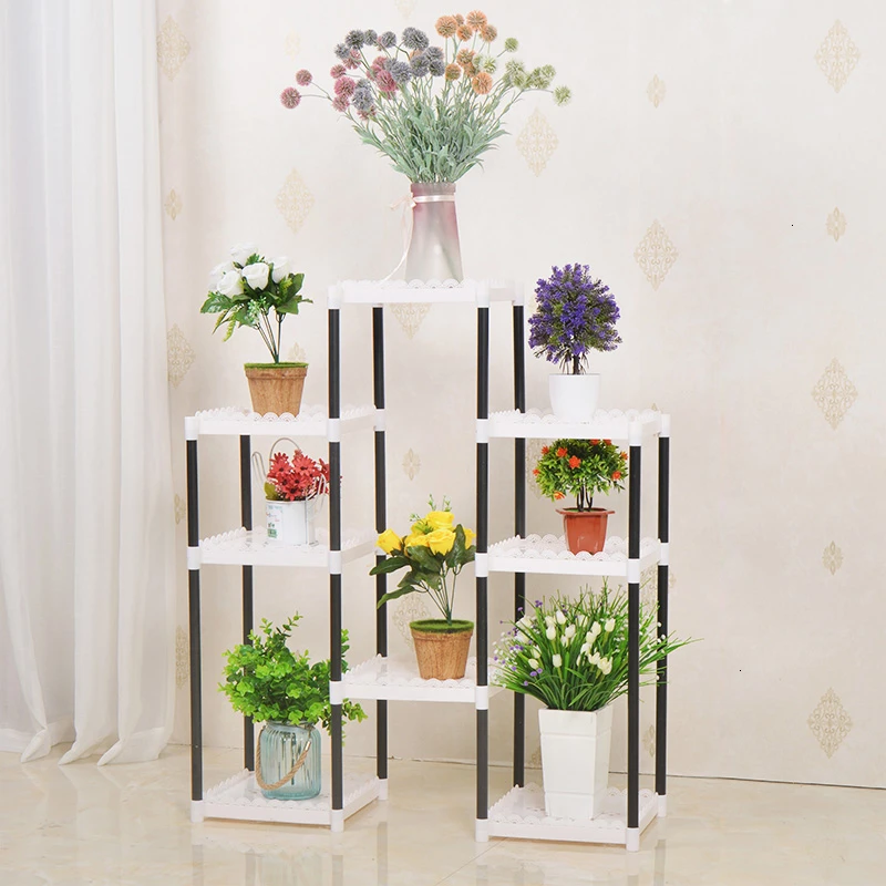 Multi-storey Room Introspection Space Balcony A Living Room Botany Frame Chlorophytum Green Luo Plastic Flower Rack Shelf