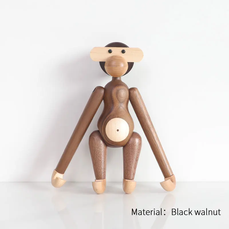 1 шт. обезьяна основной цвет деревянные ремесла обработки тика подарки в виде животного практичные домашние твердые деревянные украшения - Цвет: black Walnut MK