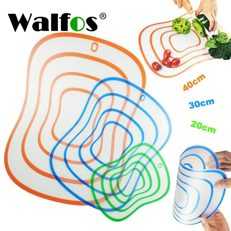 WALFOS Anti-slip Anti Bacterial Chopping Blocks Matte Plastic Vegetable Meat Cutting Board Kitchen Accessories Gadget 3-4Pcs/Set