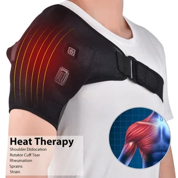 

USB Charge Heated Shoulder Brace Adjustable Neoprene Single Shoulder Support Hot Cold Therapy Wrap Pad Back Guard