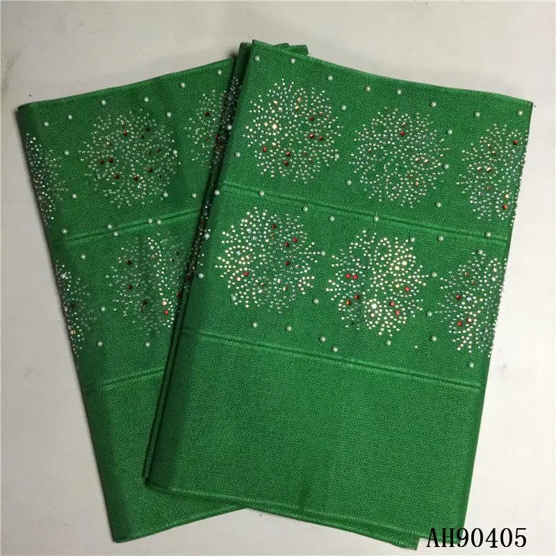 ASO OKE повязка на голову с бисером зеленая Рождественская ткань tissu dentelle strass perle auto gele головной убор кружева тримминги для шитья 2 шт - Цвет: Зеленый
