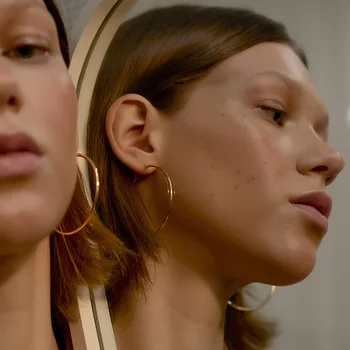 

JIAN Big Circle Hoop Earrings Women Punk Simple Large Round Loop Earring Jewelry Minimalist Geometric Gold Metal Ear Accessories