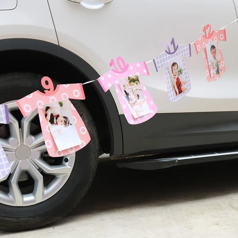 Сделай Сам 12 месяцев фоторамка в горошек баннер первые декорации с днем рождения