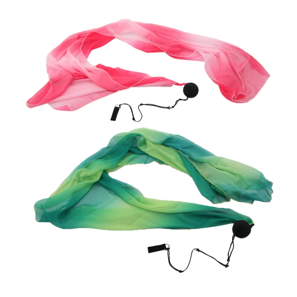 2x Flowy Silk Veil Throw Balls for Belly Dance Costume Dancing Accessories