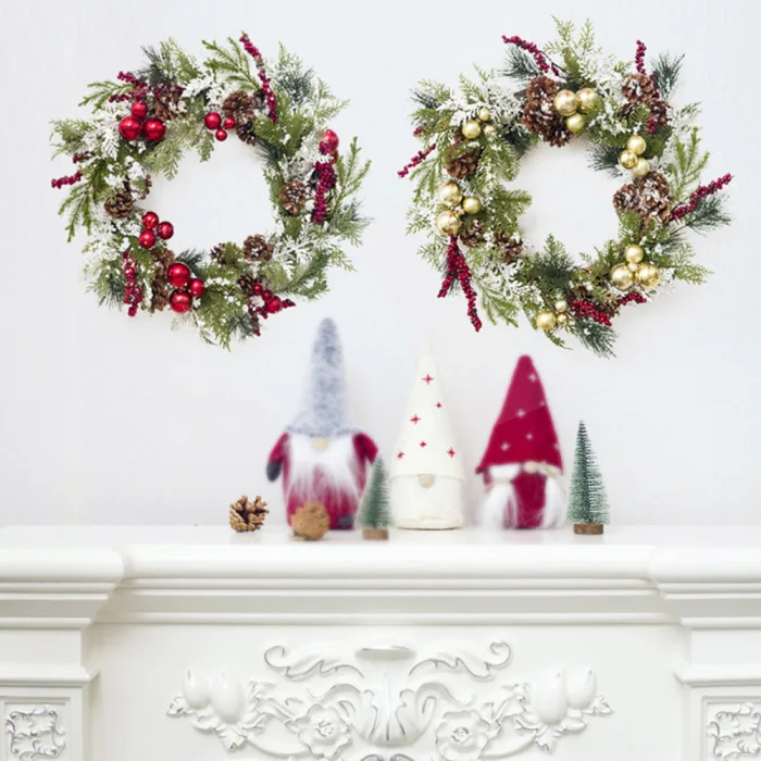 Рождественский венок подвесной Декор сосновый конус для рождественских вечерние двери настенная гирлянда орнамент цветок круг Ghirlanda di natale