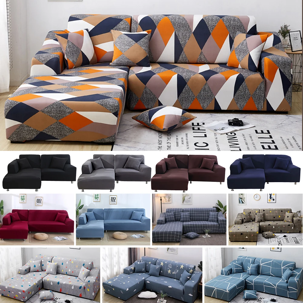 

Urijk Printed Plaid Tight Wrap Sofa Cover for Living Room Elastic 2 Pieces Sofa Cover If L-style Sectional Corner Sofa de sofa