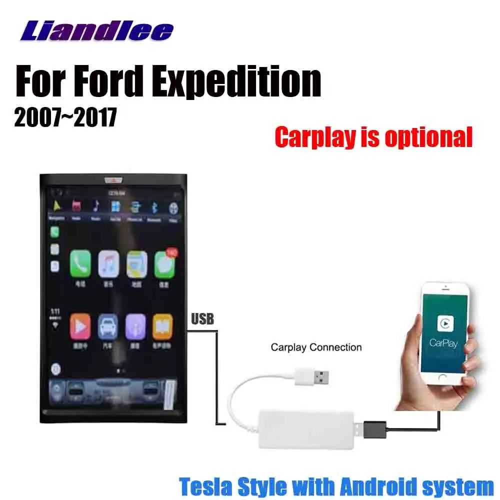 Liandlee Android для Ford Expedition 2007~ стерео автомобильный Tesla вертикальный экран Carplay BT gps-навигатор карта камера медиа - Цвет: machine add carplay